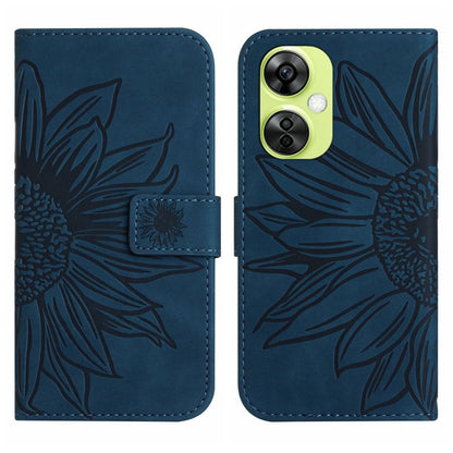 Skin Feel Sun Flower Embossed Leather Phone Case with Lanyard, For OnePlus 12 5G Global, For OnePlus Nord CE 3 Lite