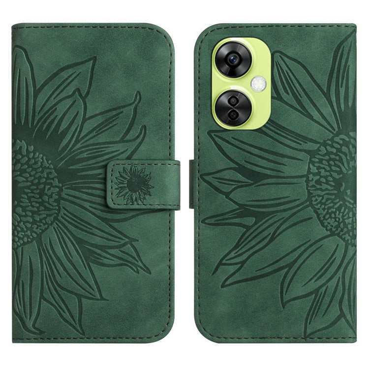 Skin Feel Sun Flower Embossed Leather Phone Case with Lanyard, For OnePlus 12 5G Global, For OnePlus Nord CE 3 Lite