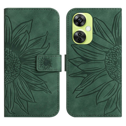 Skin Feel Sun Flower Embossed Leather Phone Case with Lanyard, For OnePlus 12 5G Global, For OnePlus Nord CE 3 Lite