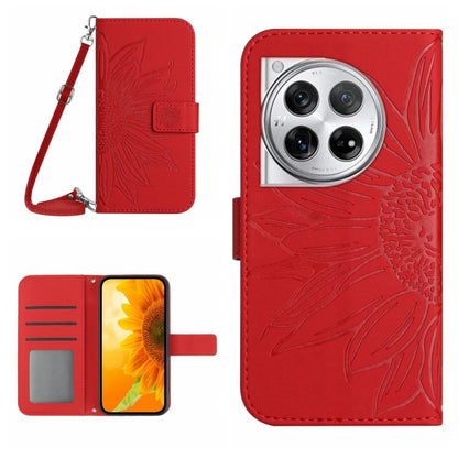 Skin Feel Sun Flower Embossed Leather Phone Case with Lanyard, For OnePlus 12 5G Global, For OnePlus Nord CE 3 Lite