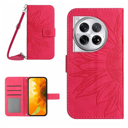 Skin Feel Sun Flower Embossed Leather Phone Case with Lanyard, For OnePlus Nord CE4, For OnePlus 12R 5G Global