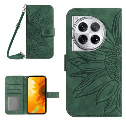 Skin Feel Sun Flower Embossed Leather Phone Case with Lanyard, For OnePlus Nord CE4, For OnePlus 12R 5G Global