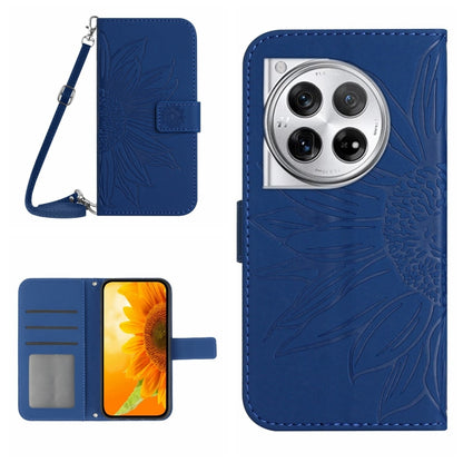 Skin Feel Sun Flower Embossed Leather Phone Case with Lanyard, For OnePlus Nord CE4, For OnePlus 12R 5G Global