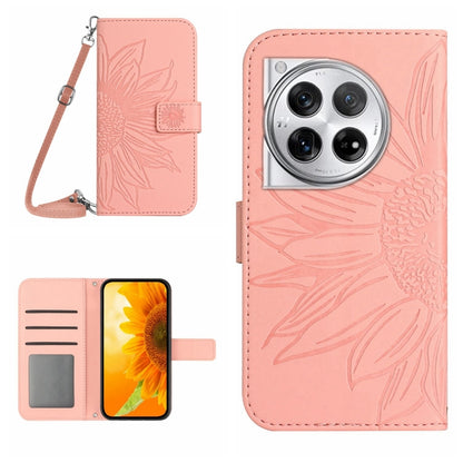 Skin Feel Sun Flower Embossed Leather Phone Case with Lanyard, For OnePlus Nord CE4, For OnePlus 12R 5G Global