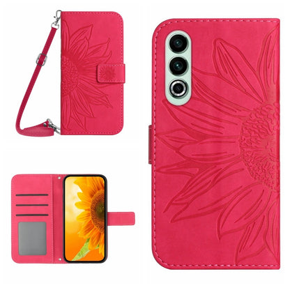 Skin Feel Sun Flower Embossed Leather Phone Case with Lanyard, For OnePlus Nord CE4, For OnePlus 12R 5G Global