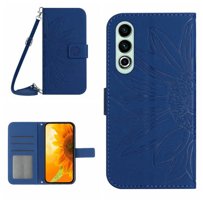 Skin Feel Sun Flower Embossed Leather Phone Case with Lanyard, For OnePlus Nord CE4, For OnePlus 12R 5G Global