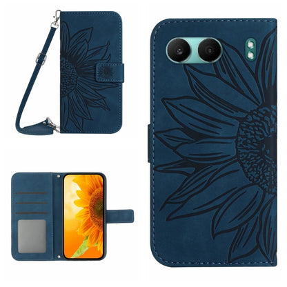 Skin Feel Sun Flower Embossed Leather Phone Case with Lanyard, For OnePlus 13, For OnePlus Nord 4 5G