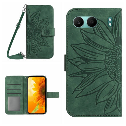 Skin Feel Sun Flower Embossed Leather Phone Case with Lanyard, For OnePlus 13, For OnePlus Nord 4 5G