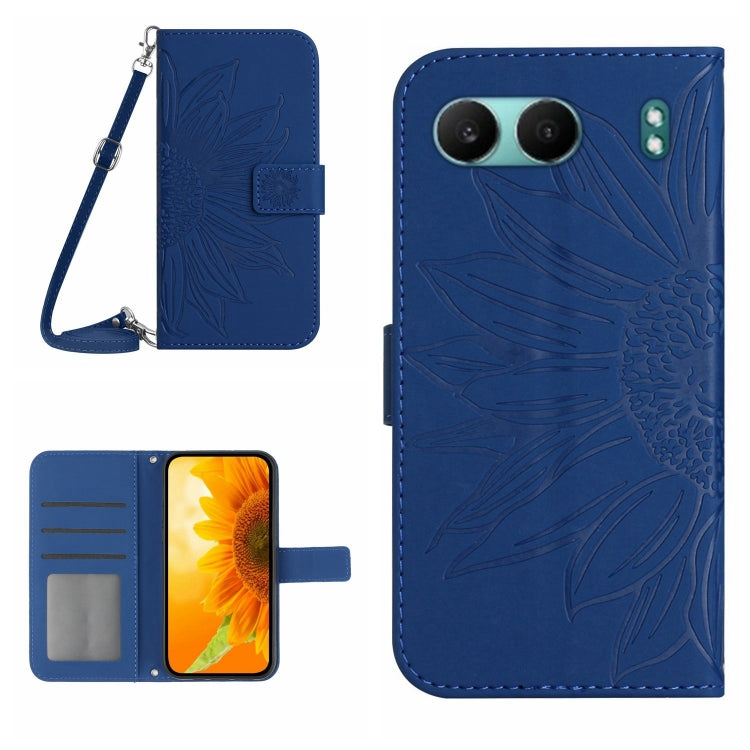 Skin Feel Sun Flower Embossed Leather Phone Case with Lanyard, For OnePlus 13, For OnePlus Nord 4 5G