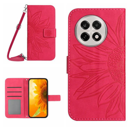 Skin Feel Sun Flower Embossed Leather Phone Case with Lanyard, For OnePlus 13, For OnePlus Nord 4 5G