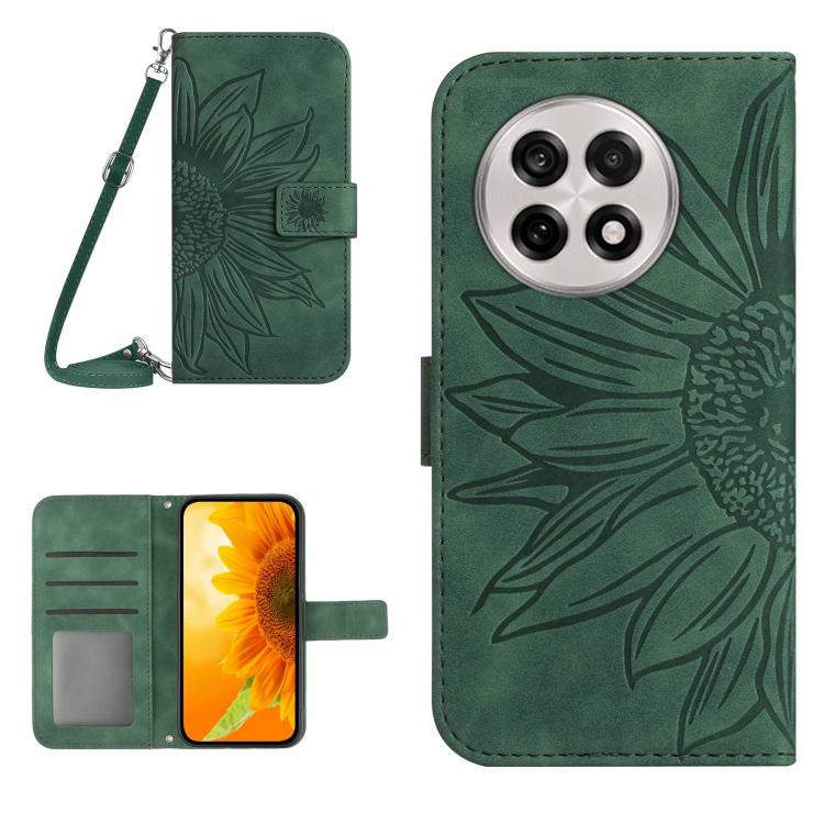 Skin Feel Sun Flower Embossed Leather Phone Case with Lanyard, For OnePlus 13, For OnePlus Nord 4 5G