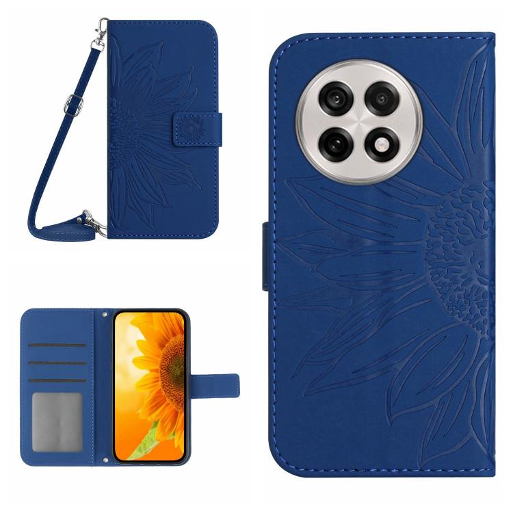 Skin Feel Sun Flower Embossed Leather Phone Case with Lanyard, For OnePlus 13, For OnePlus Nord 4 5G
