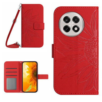 Skin Feel Sun Flower Embossed Leather Phone Case with Lanyard, For OnePlus 13T, For OnePlus 13R