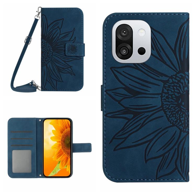 Skin Feel Sun Flower Embossed Leather Phone Case with Lanyard, For OnePlus 13T, For OnePlus 13R