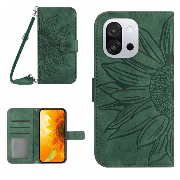 Skin Feel Sun Flower Embossed Leather Phone Case with Lanyard, For OnePlus 13T, For OnePlus 13R