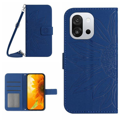 Skin Feel Sun Flower Embossed Leather Phone Case with Lanyard, For OnePlus 13T, For OnePlus 13R