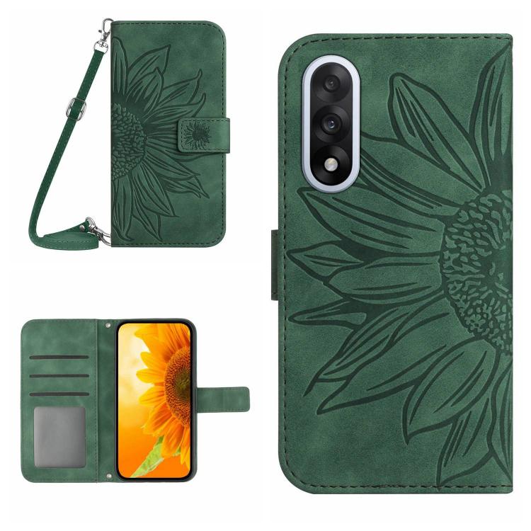 Skin Feel Sun Flower Embossed Leather Phone Case with Lanyard, For OnePlus 15 5G, For OnePlus Nord 5 5G / Ace 5 Ultra