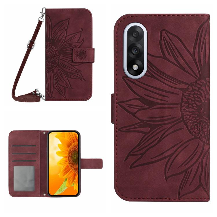 Skin Feel Sun Flower Embossed Leather Phone Case with Lanyard, For OnePlus 15 5G, For OnePlus Nord 5 5G / Ace 5 Ultra