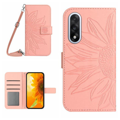 Skin Feel Sun Flower Embossed Leather Phone Case with Lanyard, For OnePlus 15 5G, For OnePlus Nord 5 5G / Ace 5 Ultra