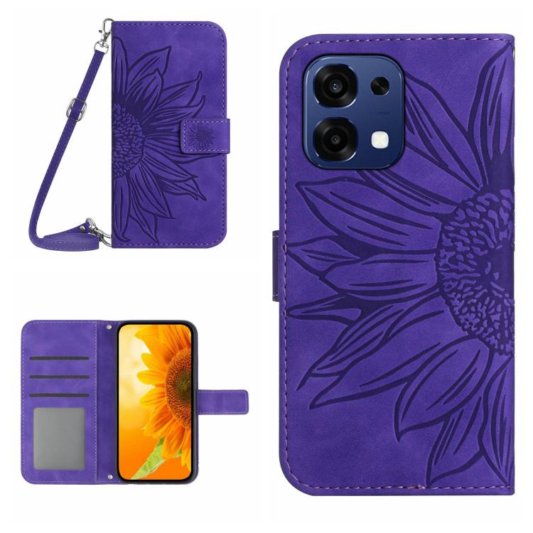 Skin Feel Sun Flower Embossed Leather Phone Case with Lanyard, For OnePlus 15 5G, For OnePlus Nord 5 5G / Ace 5 Ultra