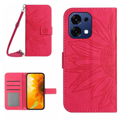 Skin Feel Sun Flower Embossed Leather Phone Case with Lanyard, For OnePlus 15 5G, For OnePlus Nord 5 5G / Ace 5 Ultra