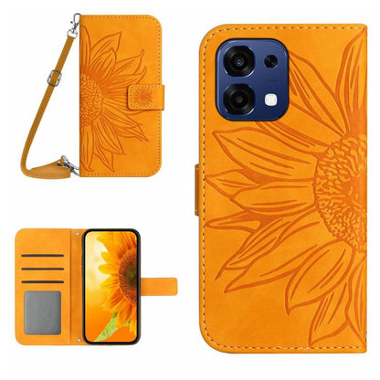 Skin Feel Sun Flower Embossed Leather Phone Case with Lanyard, For OnePlus 15 5G, For OnePlus Nord 5 5G / Ace 5 Ultra