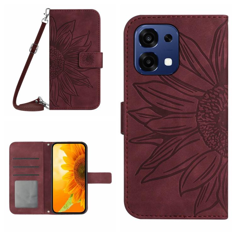 Skin Feel Sun Flower Embossed Leather Phone Case with Lanyard, For OnePlus 15 5G, For OnePlus Nord 5 5G / Ace 5 Ultra