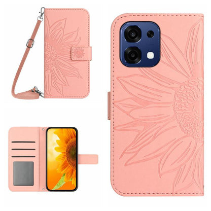 Skin Feel Sun Flower Embossed Leather Phone Case with Lanyard, For OnePlus 15 5G, For OnePlus Nord 5 5G / Ace 5 Ultra