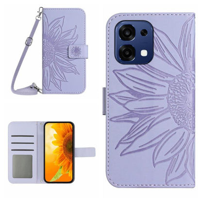 Skin Feel Sun Flower Embossed Leather Phone Case with Lanyard, For OnePlus 15 5G, For OnePlus Nord 5 5G / Ace 5 Ultra