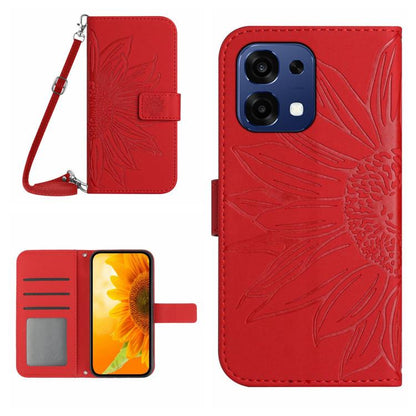 Skin Feel Sun Flower Embossed Leather Phone Case with Lanyard, For OnePlus 15 5G, For OnePlus Nord 5 5G / Ace 5 Ultra