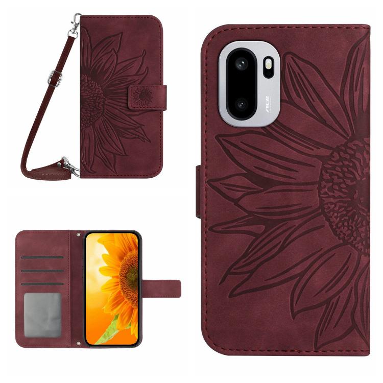 Skin Feel Sun Flower Embossed Leather Phone Case with Lanyard, For OnePlus Nord 6 5G, For OnePlus 15R