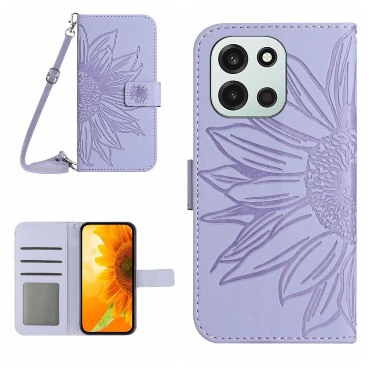 Skin Feel Sun Flower Embossed Leather Phone Case with Lanyard, For OnePlus Nord 6 5G, For OnePlus 15R