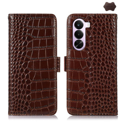 Crocodile Top Layer Cowhide Leather Phone Case, For OnePlus Nord CE6 Lite 5G Global, For OnePlus Ace 6 Ultra, For OnePlus 15T, For OnePlus Turbo 6V / Turbo 6, For OnePlus 15R/Ace 6 5G/Ace 6T 5G, For OnePlus 15