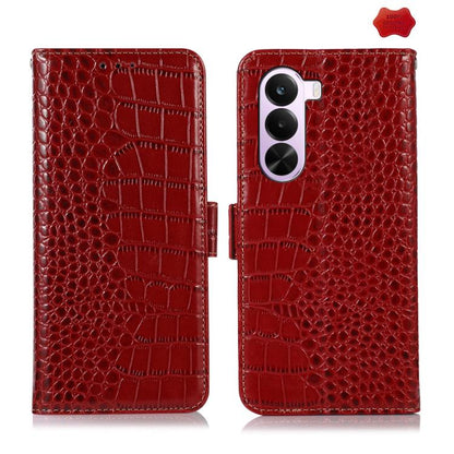 Crocodile Top Layer Cowhide Leather Phone Case, For OnePlus Nord CE6 Lite 5G Global, For OnePlus Ace 6 Ultra, For OnePlus 15T, For OnePlus Turbo 6V / Turbo 6, For OnePlus 15R/Ace 6 5G/Ace 6T 5G, For OnePlus 15