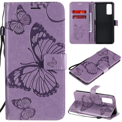 3D Butterflies Embossing Pattern Horizontal Flip Leather Case with Holder & Card Slot & Wallet, For Huawei Honor 30, For Huawei Honor Play 4T Pro