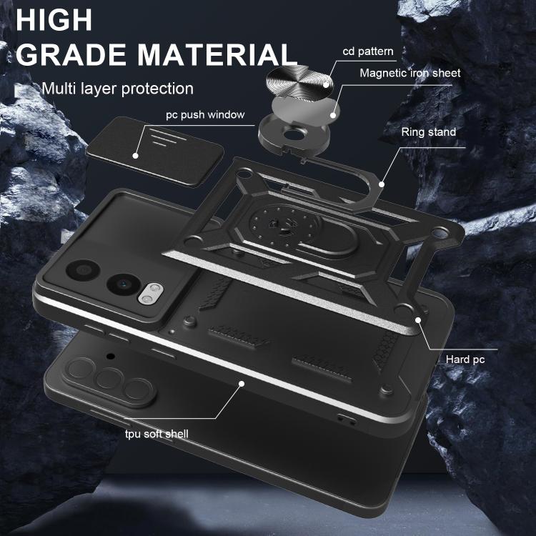 Sliding Camera Cover Design TPU+PC Phone Case, For OnePlus Nord CE4 Lite India, For OnePlus Nord CE4 Lite, For OnePlus Nord CE4 5G Global