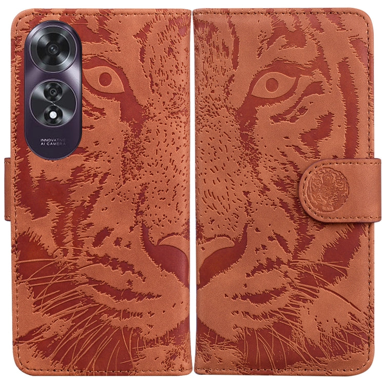 Tiger Embossing Pattern Flip Leather Phone Case, For OPPO Reno12 Pro 5G Global, For OPPO Reno12 5G Global, For OPPO K12x, For OPPO A60 4G