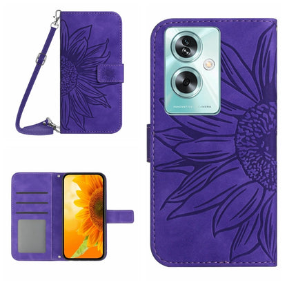 Skin Feel Sun Flower Embossed Flip Leather Phone Case with Lanyard, For OPPO A78 4G, For OPPO A79 5G