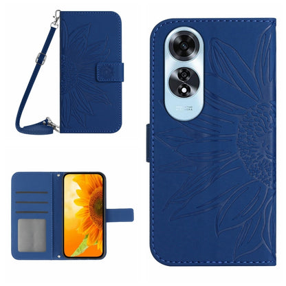 Skin Feel Sun Flower Embossed Flip Leather Phone Case with Lanyard, For OPPO Reno12 5G Global, For OPPO A60 4G
