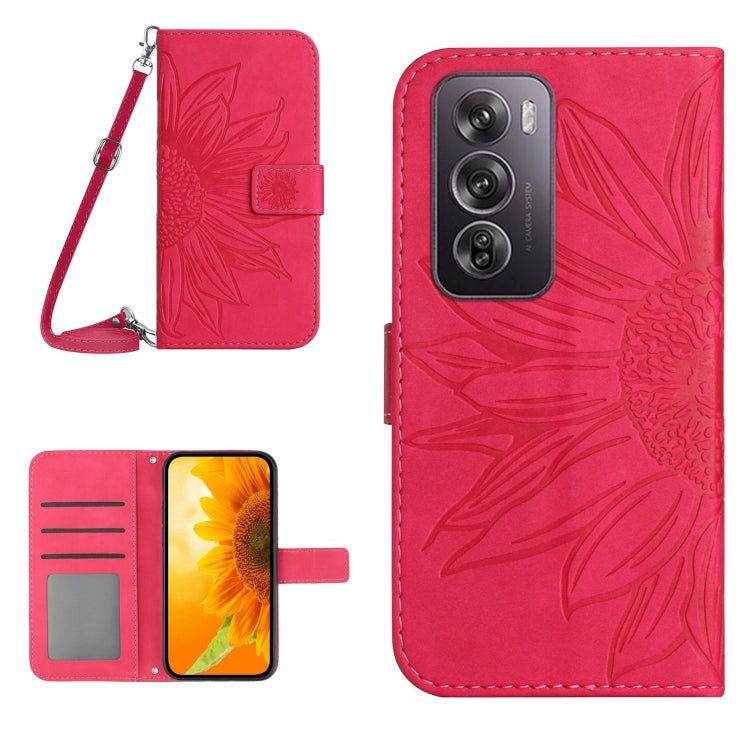 Skin Feel Sun Flower Embossed Flip Leather Phone Case with Lanyard, For OPPO Reno12 5G Global, For OPPO A60 4G