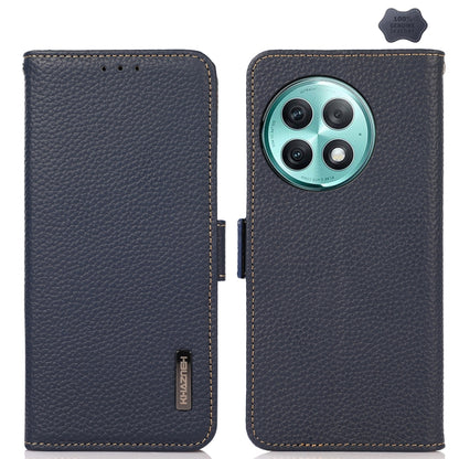 KHAZNEH Side-Magnetic Litchi Genuine Leather RFID Phone Case, For OnePlus 12R, For OnePlus 12, For OnePlus Ace 2 Pro, For OnePlus Nord 3