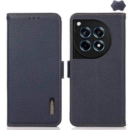KHAZNEH Side-Magnetic Litchi Genuine Leather RFID Phone Case, For OnePlus 12R, For OnePlus 12, For OnePlus Ace 2 Pro, For OnePlus Nord 3