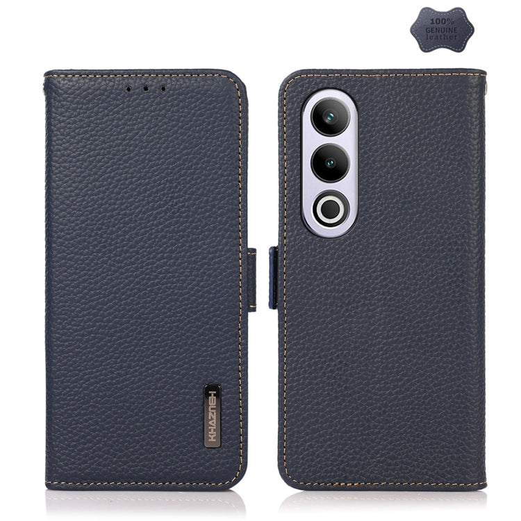 KHAZNEH Side-Magnetic Litchi Genuine Leather RFID Phone Case, For OnePlus Nord CE5 / Ace 5 Racing, For OnePlus Ace 5 Pro / Ace 5 / 13R, For OnePlus 13, For OnePlus CE4 Lite, For OnePlus Ace 3V, For OnePlus CE4 5G Global