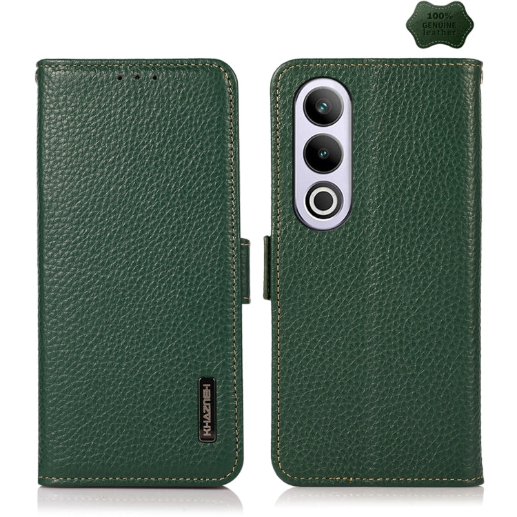 KHAZNEH Side-Magnetic Litchi Genuine Leather RFID Phone Case, For OnePlus Nord CE5 / Ace 5 Racing, For OnePlus Ace 5 Pro / Ace 5 / 13R, For OnePlus 13, For OnePlus CE4 Lite, For OnePlus Ace 3V, For OnePlus CE4 5G Global