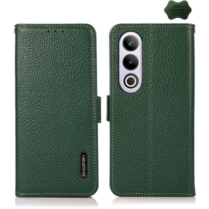 KHAZNEH Side-Magnetic Litchi Genuine Leather RFID Phone Case, For OnePlus Nord CE5 / Ace 5 Racing, For OnePlus Ace 5 Pro / Ace 5 / 13R, For OnePlus 13, For OnePlus CE4 Lite, For OnePlus Ace 3V, For OnePlus CE4 5G Global