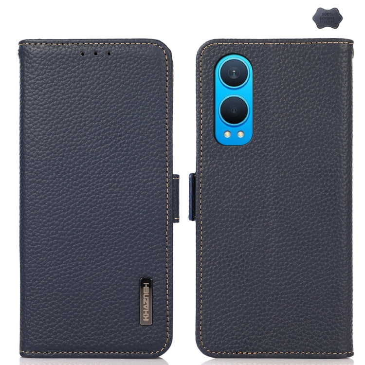 KHAZNEH Side-Magnetic Litchi Genuine Leather RFID Phone Case, For OnePlus Nord CE5 / Ace 5 Racing, For OnePlus Ace 5 Pro / Ace 5 / 13R, For OnePlus 13, For OnePlus CE4 Lite, For OnePlus Ace 3V, For OnePlus CE4 5G Global