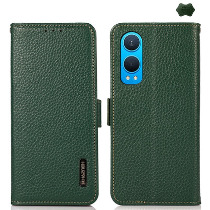 KHAZNEH Side-Magnetic Litchi Genuine Leather RFID Phone Case, For OnePlus Nord CE5 / Ace 5 Racing, For OnePlus Ace 5 Pro / Ace 5 / 13R, For OnePlus 13, For OnePlus CE4 Lite, For OnePlus Ace 3V, For OnePlus CE4 5G Global