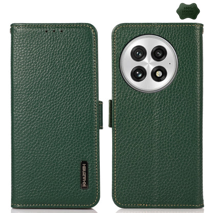 KHAZNEH Side-Magnetic Litchi Genuine Leather RFID Phone Case, For OnePlus Nord CE5 / Ace 5 Racing, For OnePlus Ace 5 Pro / Ace 5 / 13R, For OnePlus 13, For OnePlus CE4 Lite, For OnePlus Ace 3V, For OnePlus CE4 5G Global