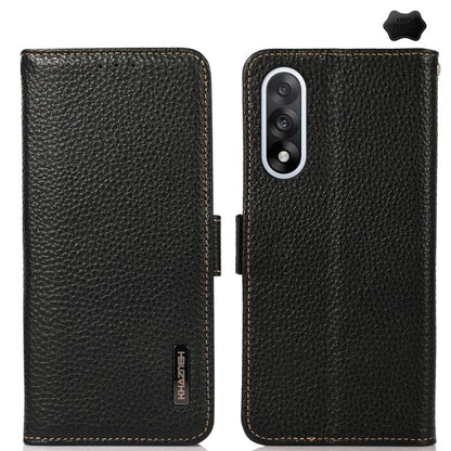 KHAZNEH Side-Magnetic Litchi Genuine Leather RFID Phone Case, For OnePlus Nord CE6 Lite 5G Global, For OnePlus Ace 6 Ultra, For OnePlus 15T, For OnePlus Turbo 6 / 6V, For OnePlus 15, For OnePlus Nord 5 / Ace 5 Ultra