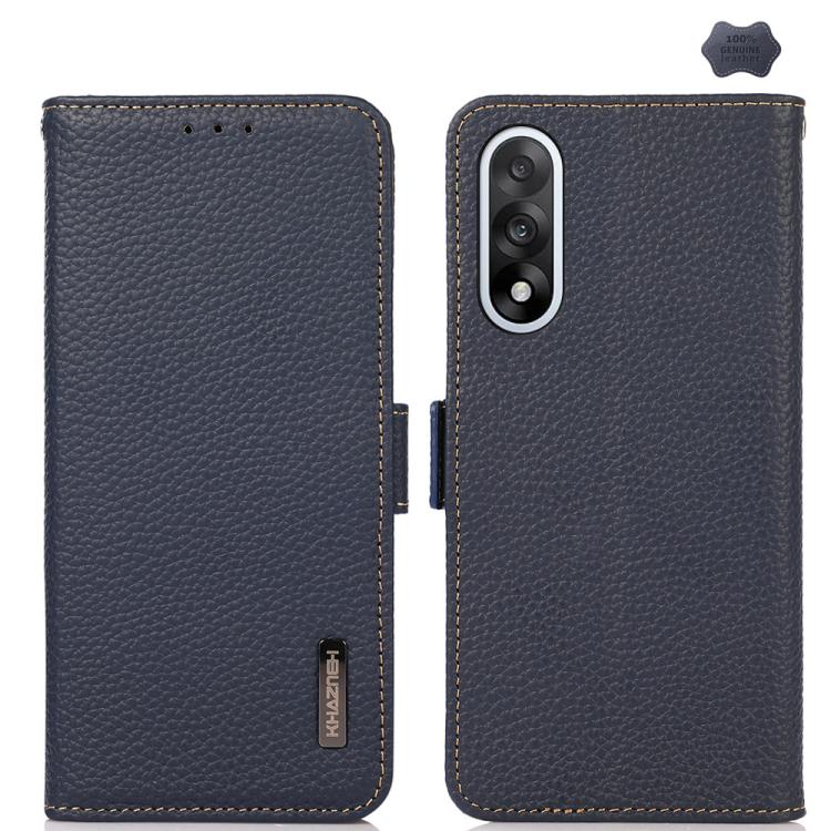 KHAZNEH Side-Magnetic Litchi Genuine Leather RFID Phone Case, For OnePlus Nord CE6 Lite 5G Global, For OnePlus Ace 6 Ultra, For OnePlus 15T, For OnePlus Turbo 6 / 6V, For OnePlus 15, For OnePlus Nord 5 / Ace 5 Ultra